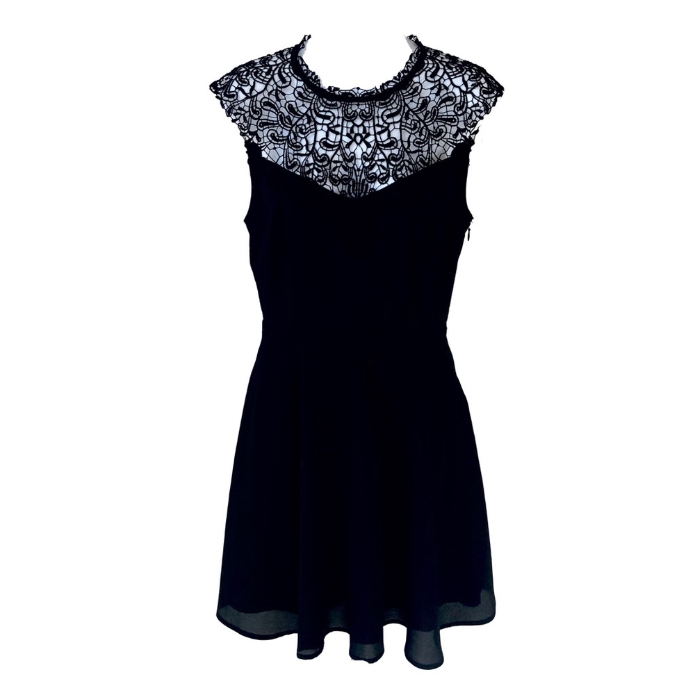 Guess Lace Yolk Fit & Flare Dress